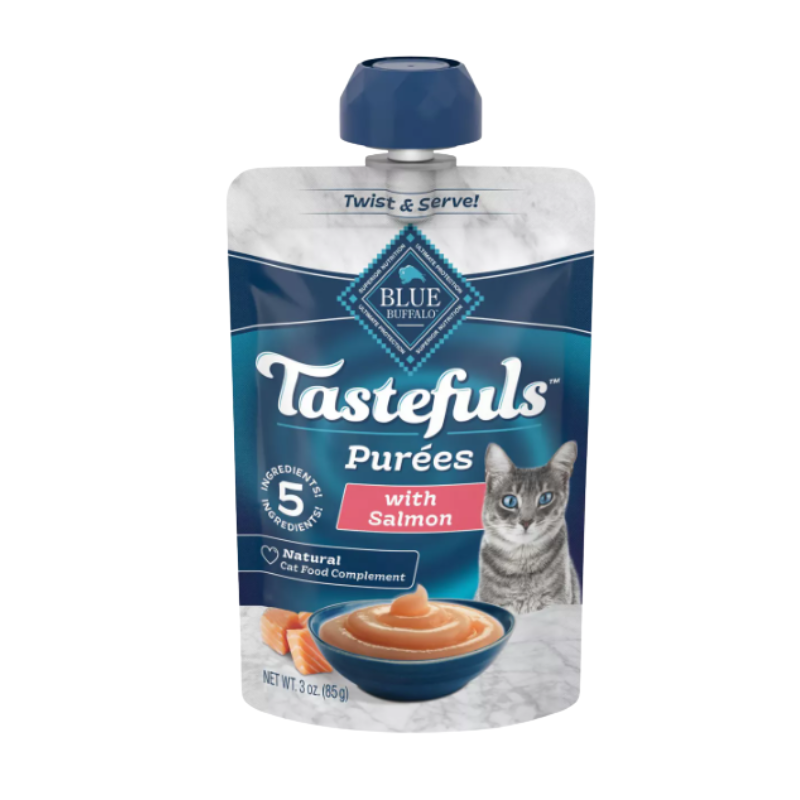 Blue Buffalo Tastefuls Purees with Salmon Natural Cat Food Complement 3 oz