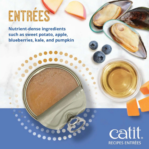 Catit Skin and Coat Seafood and Chicken Entrée in Bone Broth Wet Food for Adult Cats