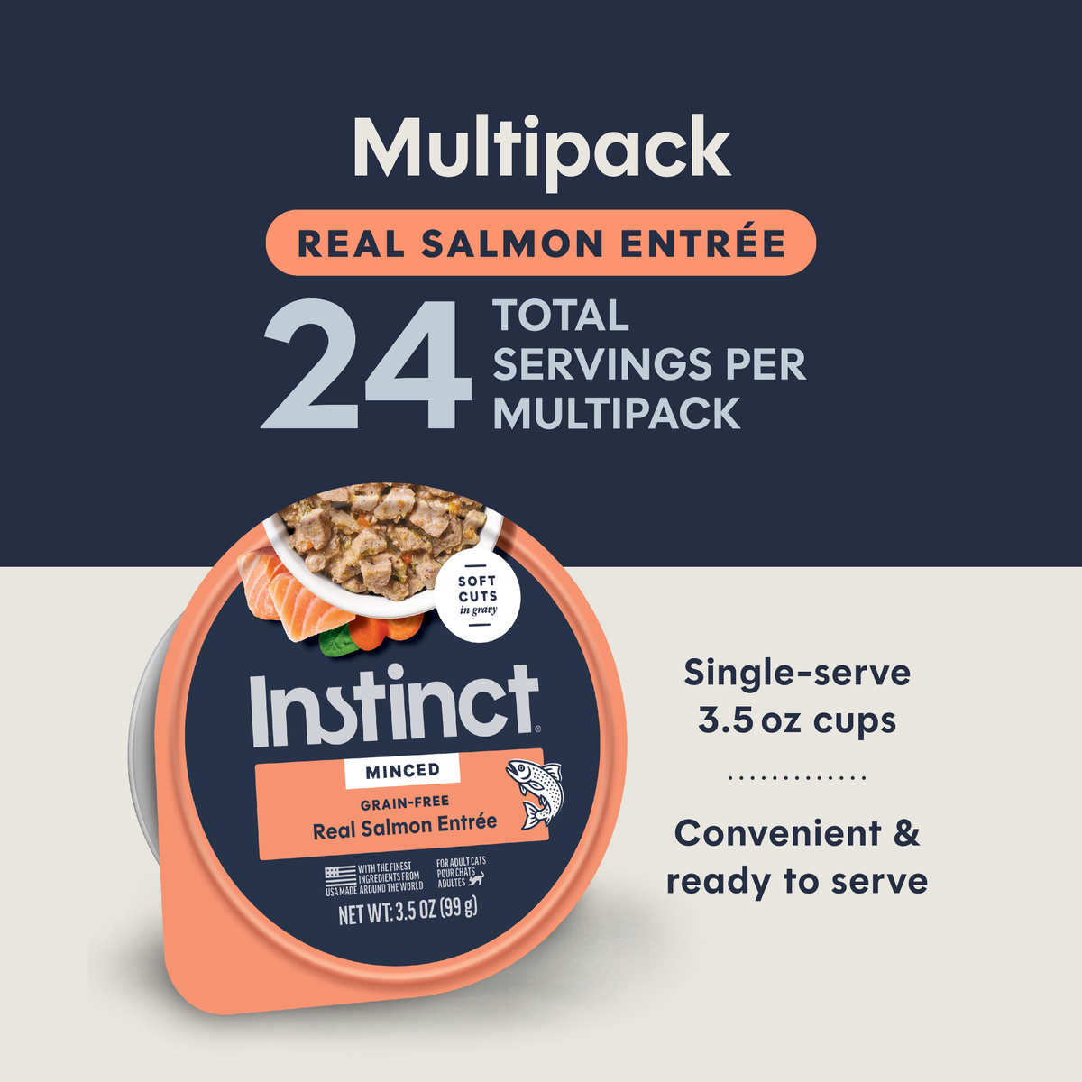 Instinct Minced Real Salmon Recipe in Savory Gravy Wet Cat Food