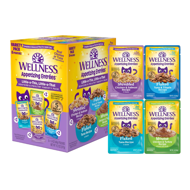 Wellness Appetizing Entrees Little-a-This, Little-a-That Seafood & Poultry Wet Cat Food Variety Pack 1.4 oz/Case of 8