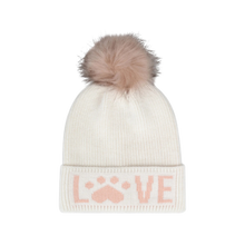 Hatphile Love White and Pink PomPom Knit Beanie