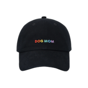Hatphile Embroidered Dog Mom Black and Rainbow Hat