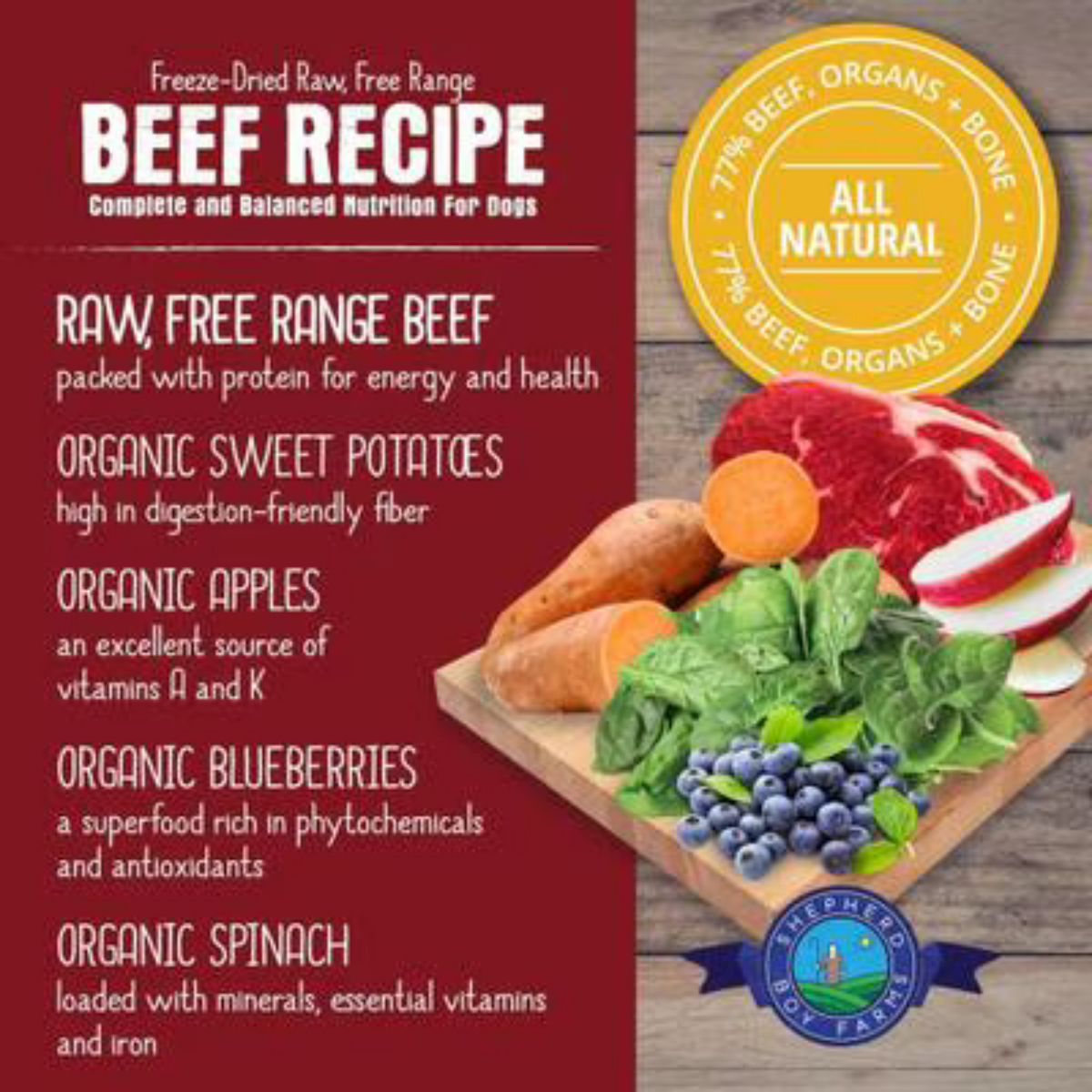 Shepherd Boy Farms Beef Recipe Freeze-Dried Dog Food 14 oz