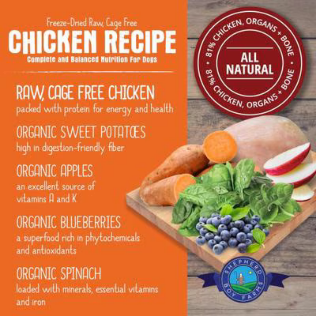 Shepherd Boy Farms Chicken Recipe Freeze-Dried Dog Food 14 oz