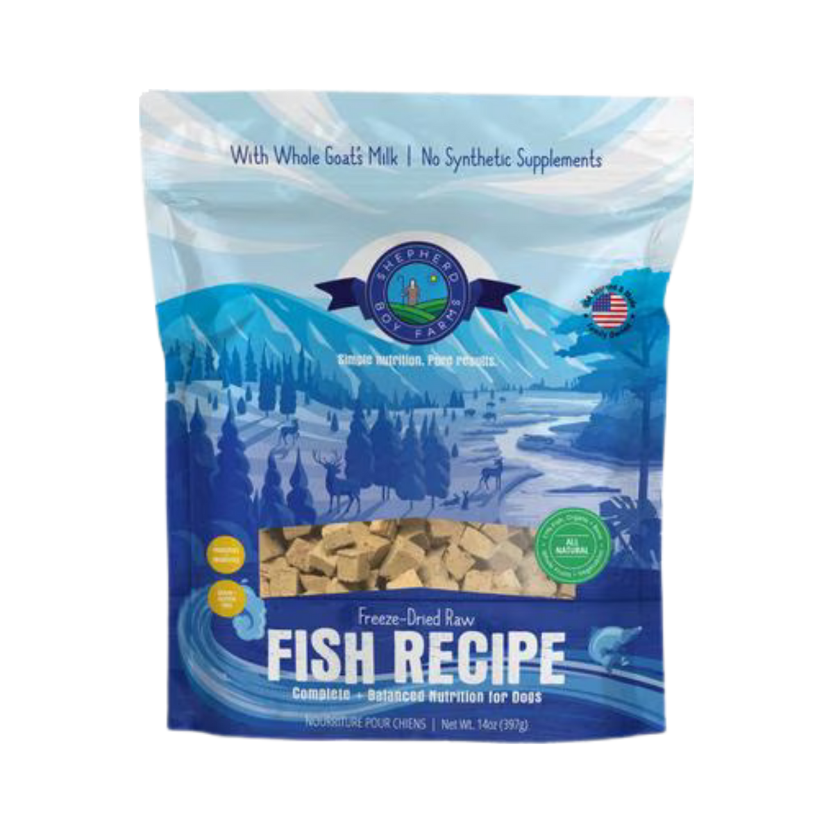 Shepherd Boy Farms Fish Medley Recipe Freeze-Dried Dog Food 14 oz
