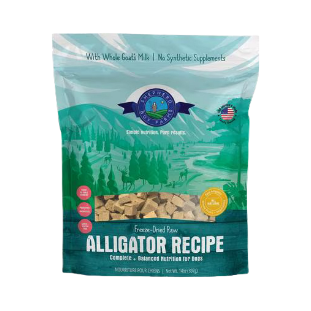 Shepherd Boy Farms Alligator Recipe Freeze-Dried Dog Food 14 oz