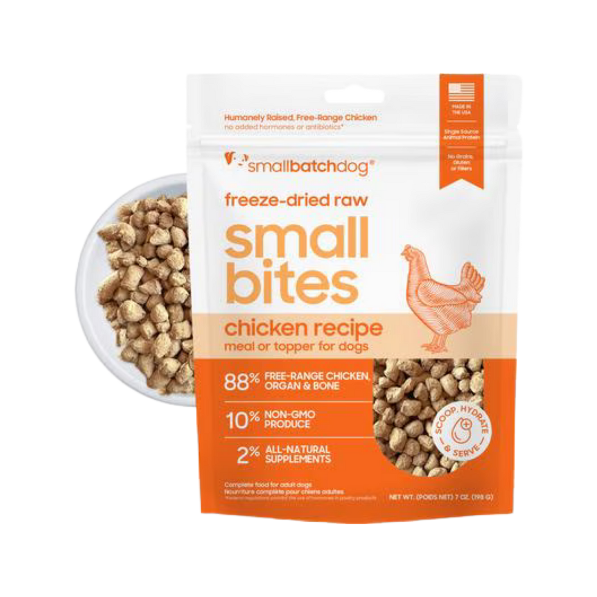 Smallbatch Pet Food Freeze-Dried Chicken Small Bites Dog Food 7 oz