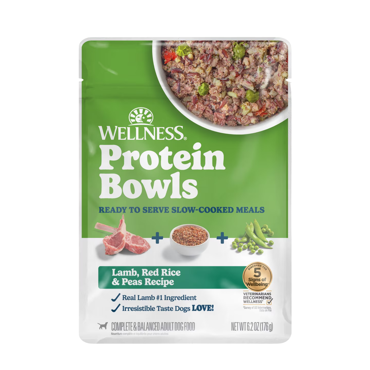 Wellness Protein Bowls Adult Wholesome Grains Lamb, Red Rice & Peas Fresh Alternative Dog Food