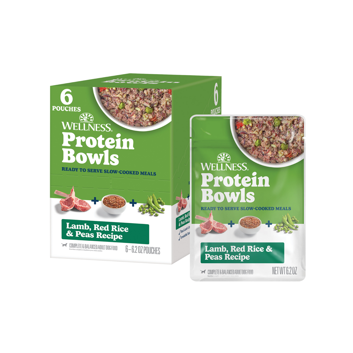 Wellness Protein Bowls Adult Wholesome Grains Lamb, Red Rice & Peas Fresh Alternative Dog Food