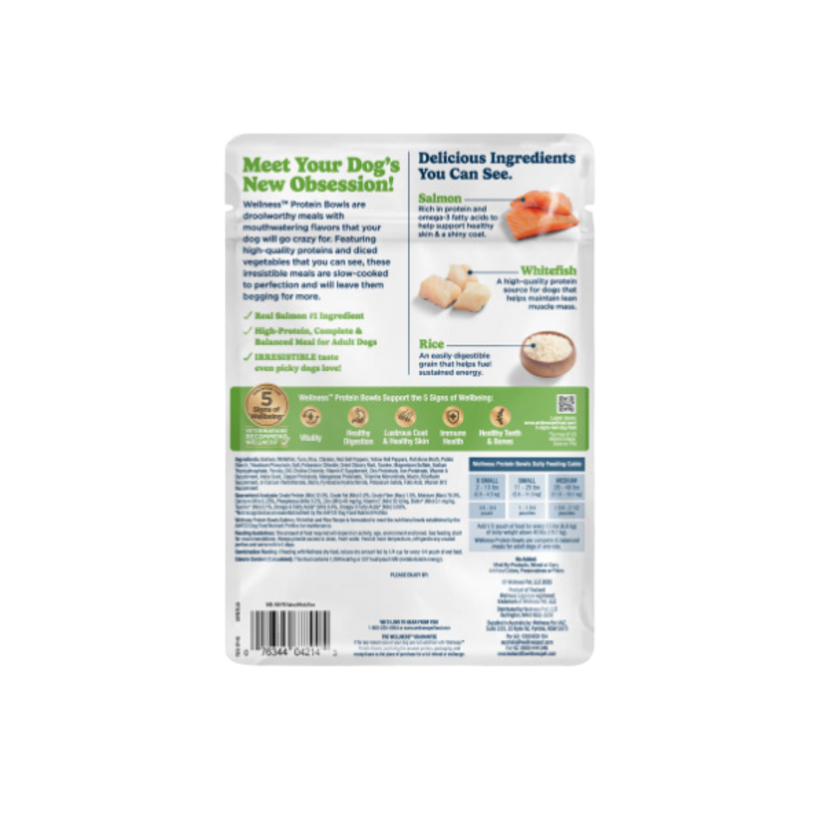 Wellness Protein Bowls Adult Wholesome Grains Salmon, Whitefish & Rice Fresh Alternative Dog Food