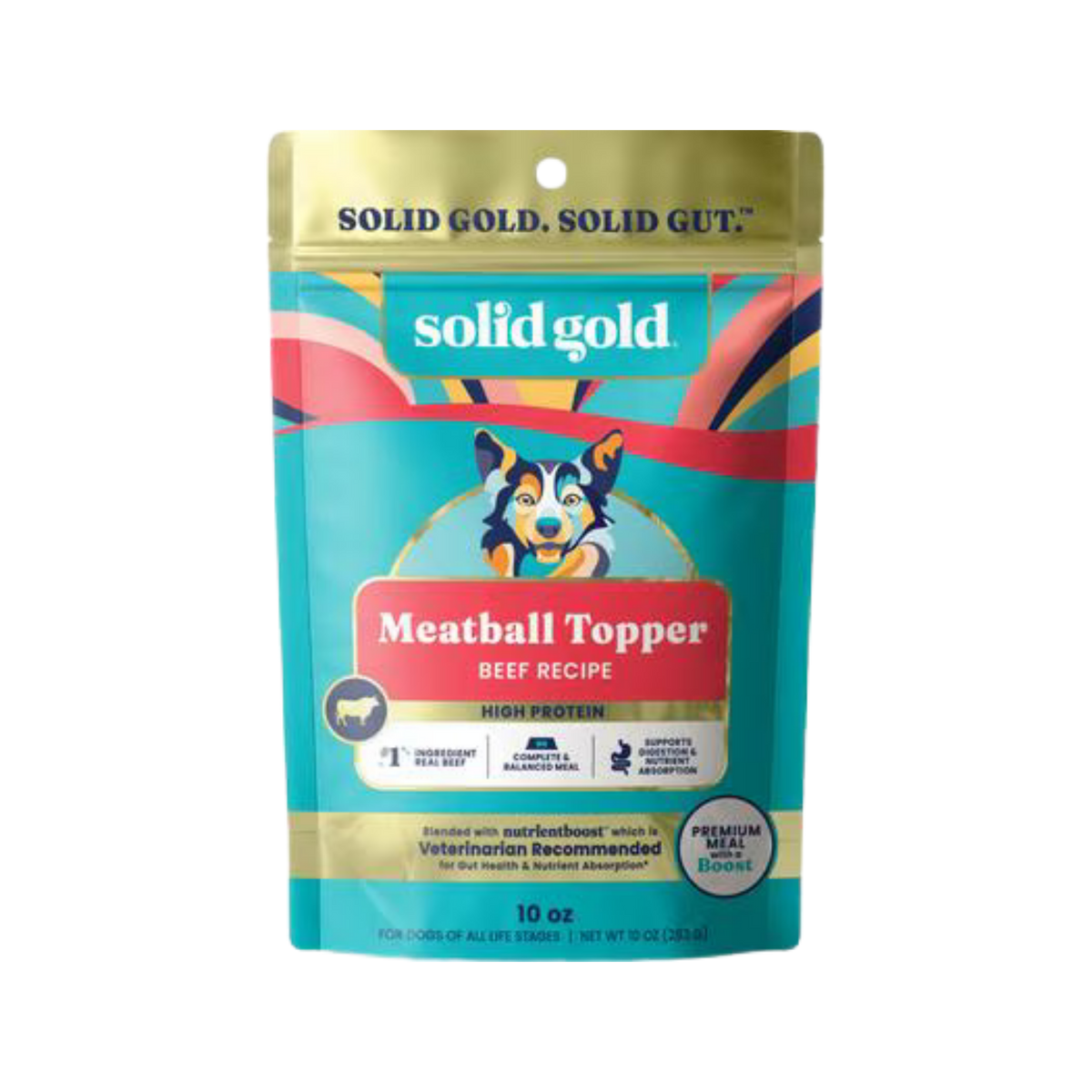Solid Gold Beef Flavor Gut Health High-Protein Wet Dog Food Topper 10.5 oz