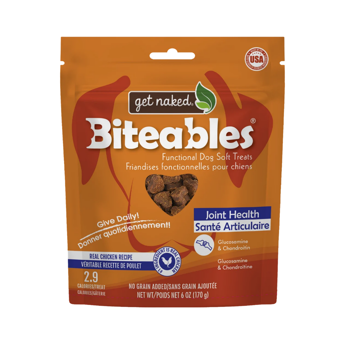Get Naked Biteables Joint Health Peanut Butter Flavor Soft Dog Treats 6 oz