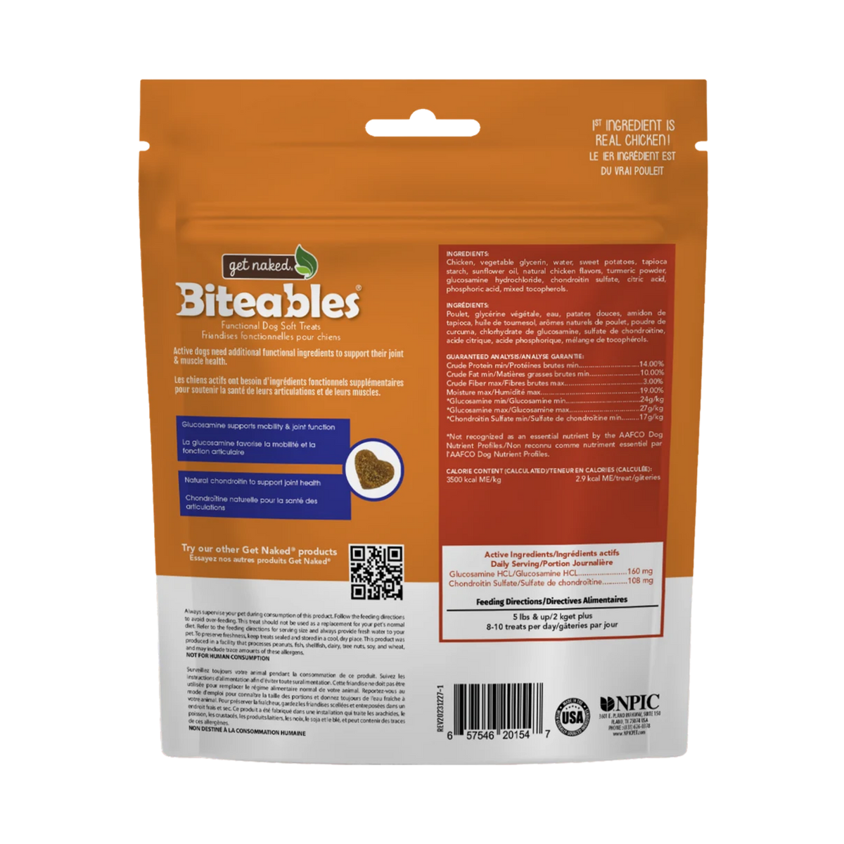 Get Naked Biteables Joint Health Peanut Butter Flavor Soft Dog Treats 6 oz