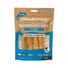 Collachews 6 in. Rawhide Alternative Salmon Collagen Roll Natural Dog Treat