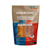 Collachews 9 in. Rawhide Alternative Salmon and Beef Flavors Collagen Roll Natural Dog Treat