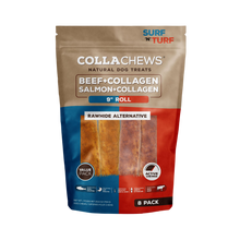 Collachews 9 in. Rawhide Alternative Salmon and Beef Flavors Collagen Roll Natural Dog Treat