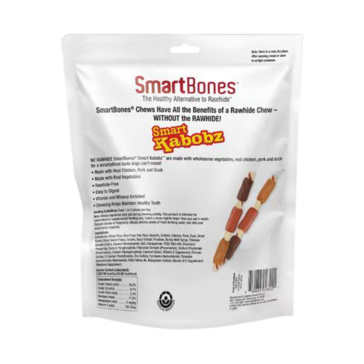 smartbones smart kabobz triple flavor real chicken pork duck hard dog chew treats