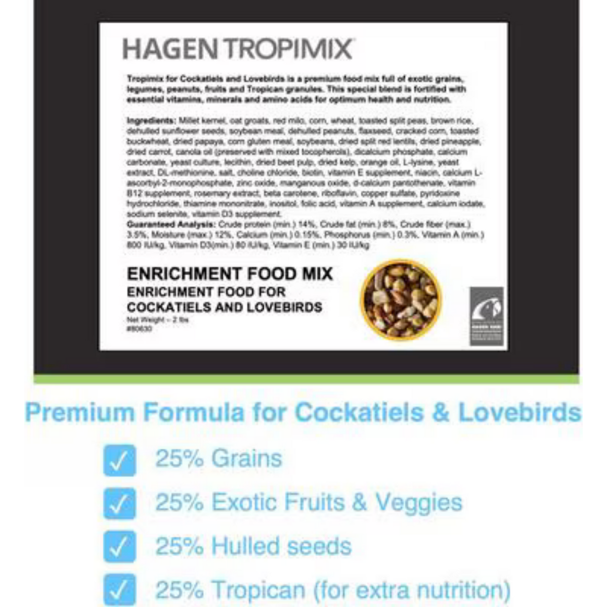 Hari Tropimix Peanut Flavored Lovebird & Cockatiel Bird Food 2 lb