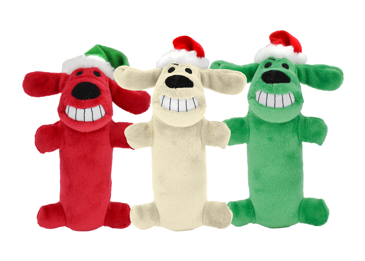 Multipet Holiday Loofa Santa Plush Dog Toy, Assorted