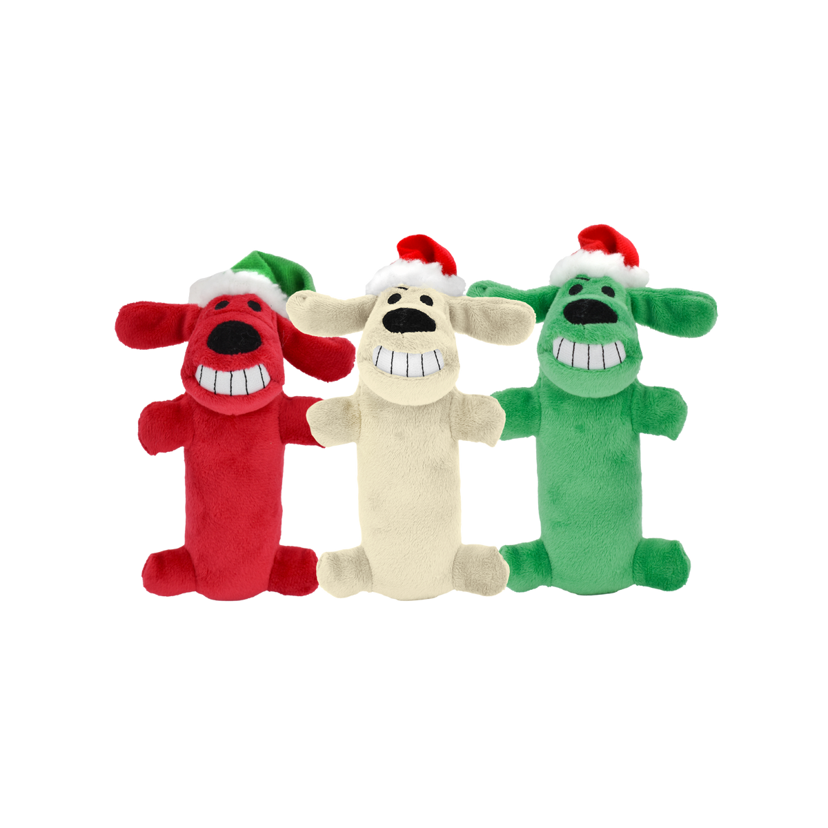 Multipet Holiday Loofa Santa Plush Dog Toy, Assorted