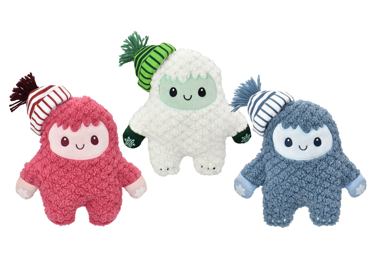 Multipet Holiday Winter Fleece Yeti Plush Dog Toy, Assorted 10 in