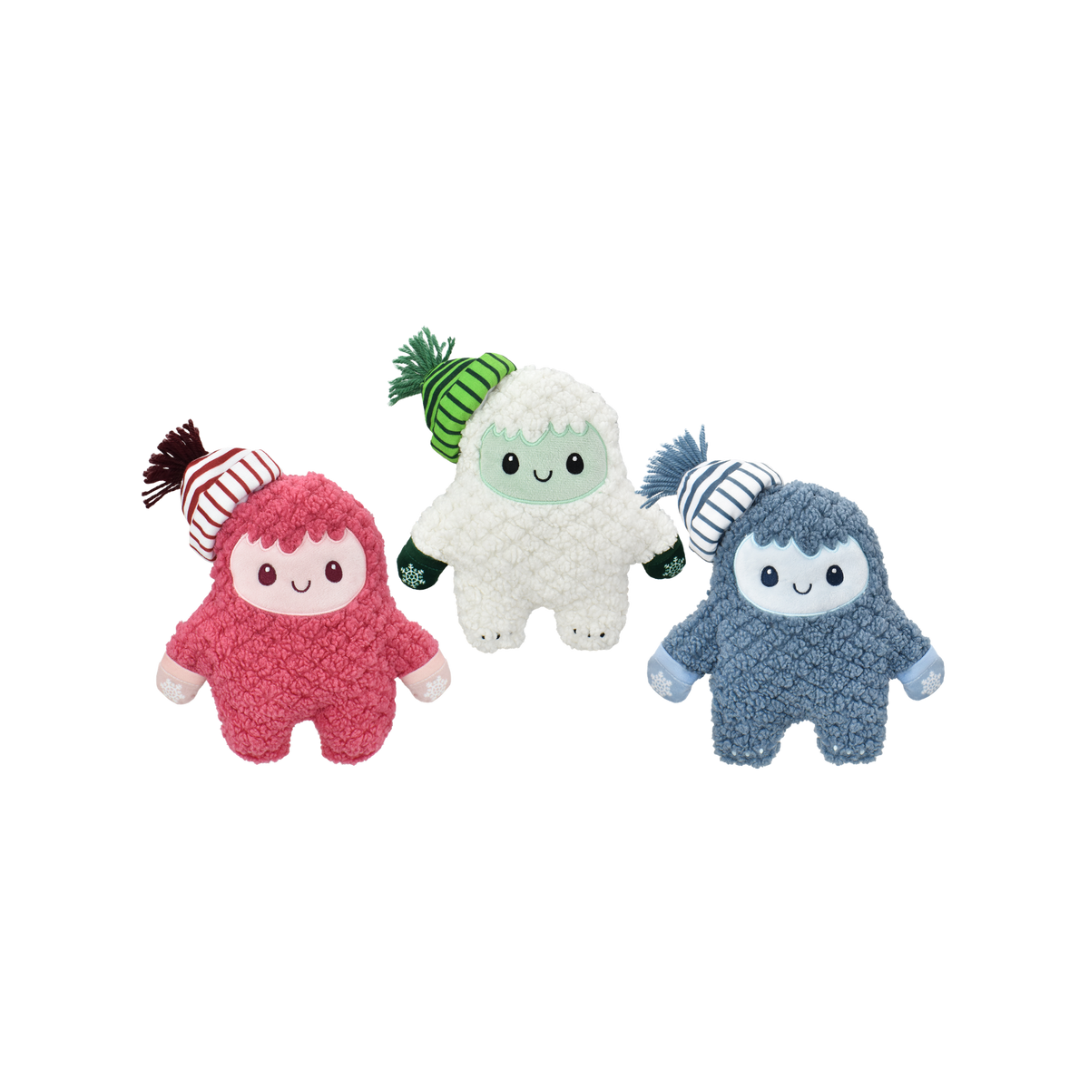 Multipet Holiday Winter Fleece Yeti Plush Dog Toy, Assorted 10 in