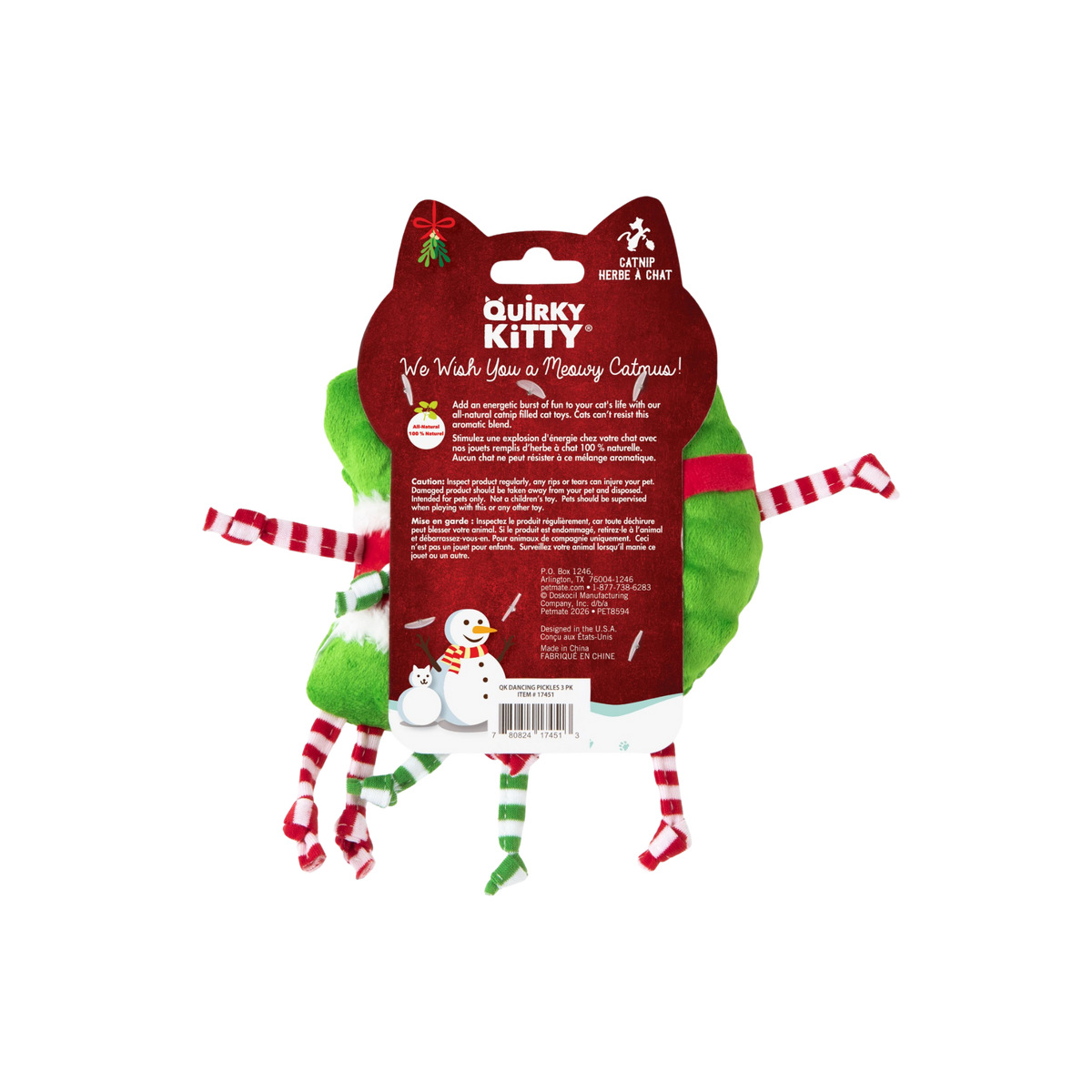 Petmate Holiday Dancing Pickles Cat Toys 3 pk
