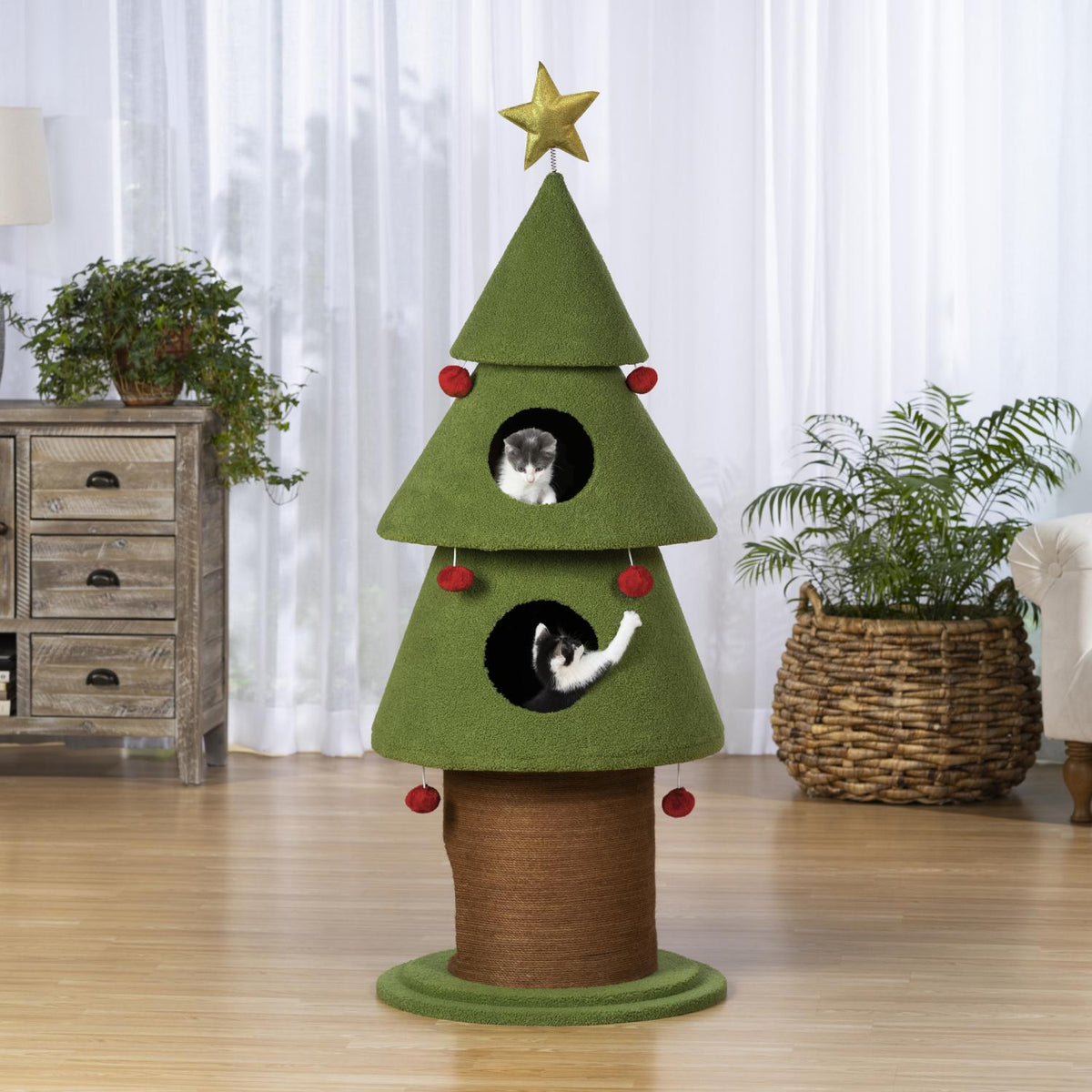 Prevue Holiday Santa Kitty's Christmas Wonderland Cat Tree 62 in