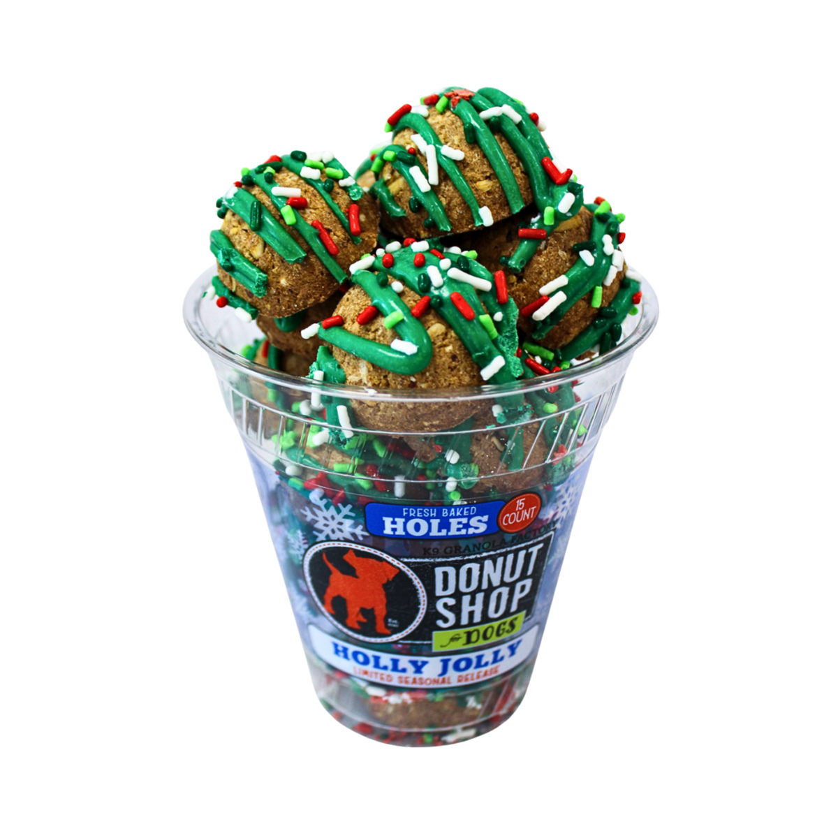 K9 Granola Donut Holes, Holly Jolly Holiday Recipe Dog Treats 15 ct