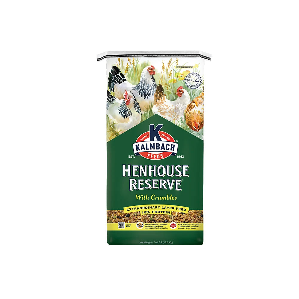 Kalmbach Feeds Henhouse Reserve 18% Protein Layer Feed with Crumbles for Chickens & Poultry 30 lb