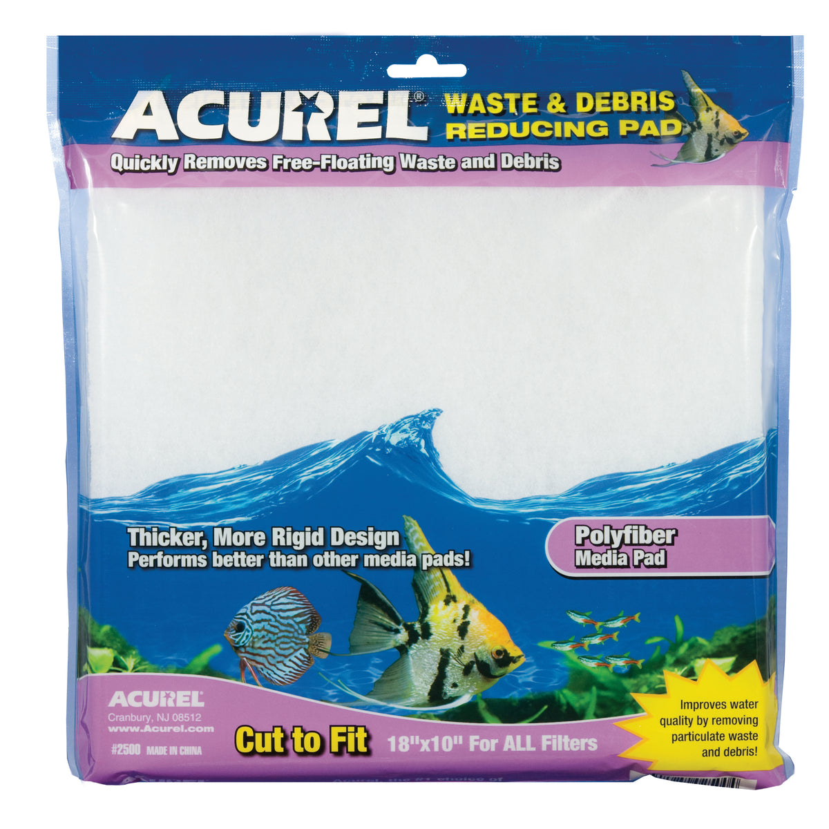 Acurel Cut To Fit Polyfiber Media Pad for Waste & Debris Reduction 8 x 10 in