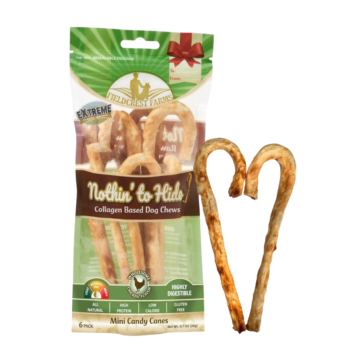 Spot Nothin to Hide Holiday Mini Candy Cane Collagen Based Dog Chew 6 pc