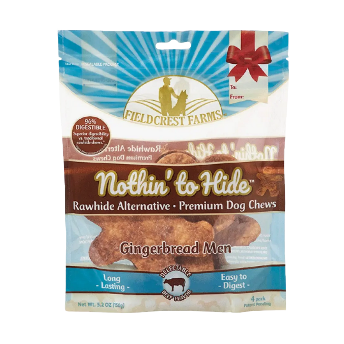 Spot Nothin to Hide Holiday Gingerbread Man Beef Flavored Dog Chew 4 pk