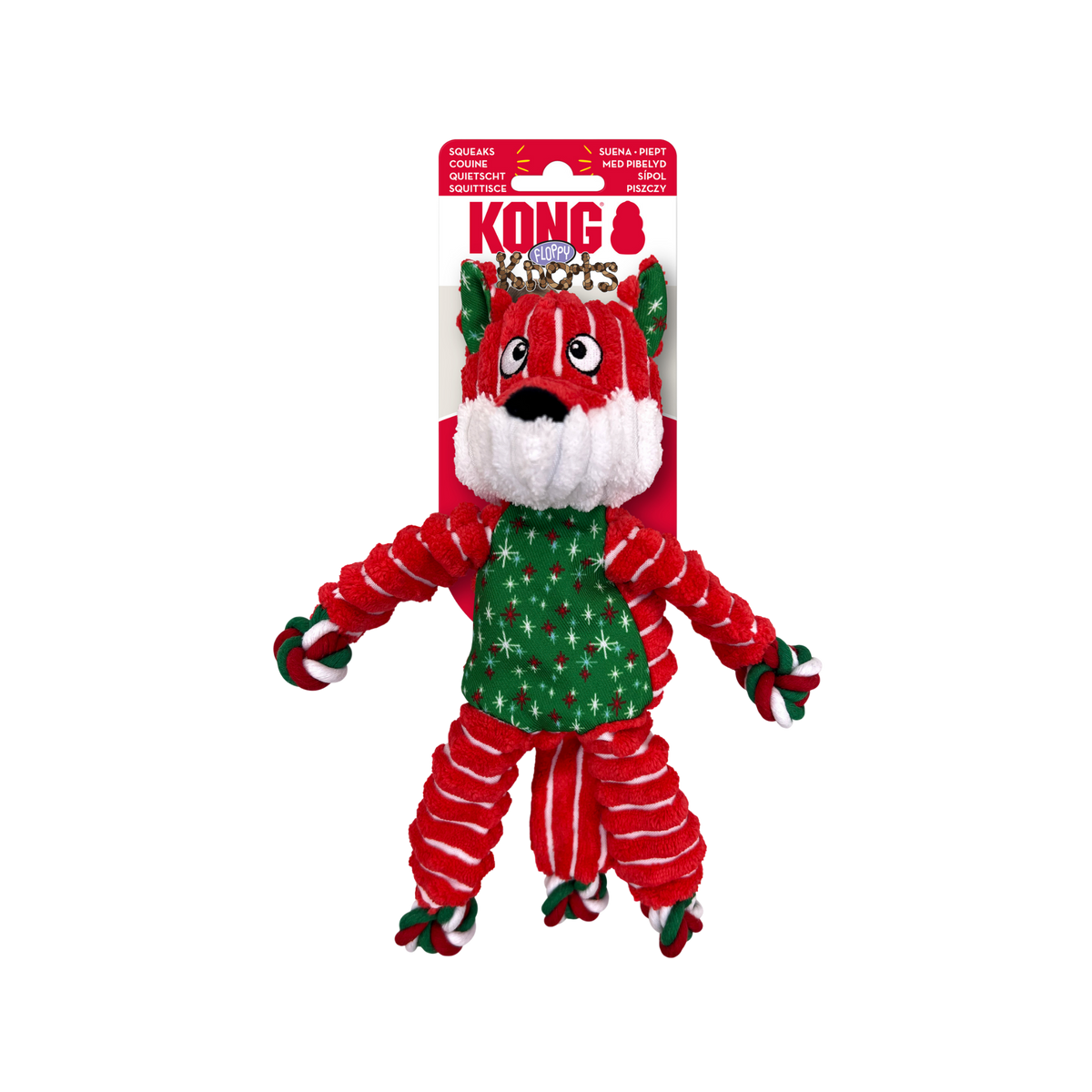 Kong Holiday Floppy Knots Fox Plush Dog Toy