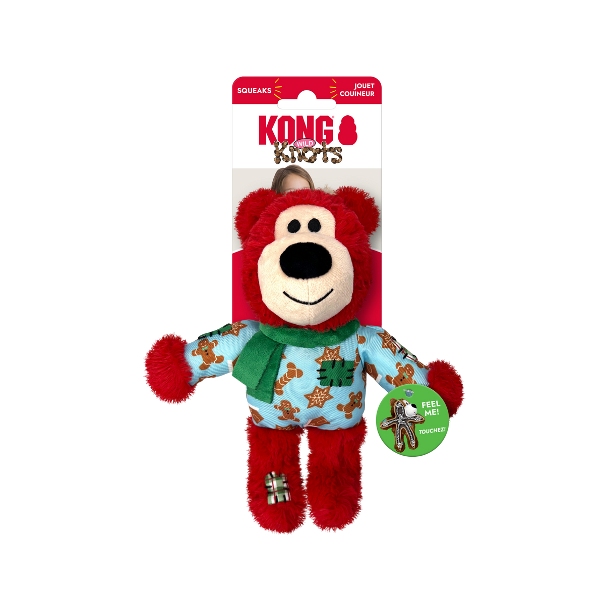 Kong Holiday Wild Knots Red Bear Plush Dog Toy