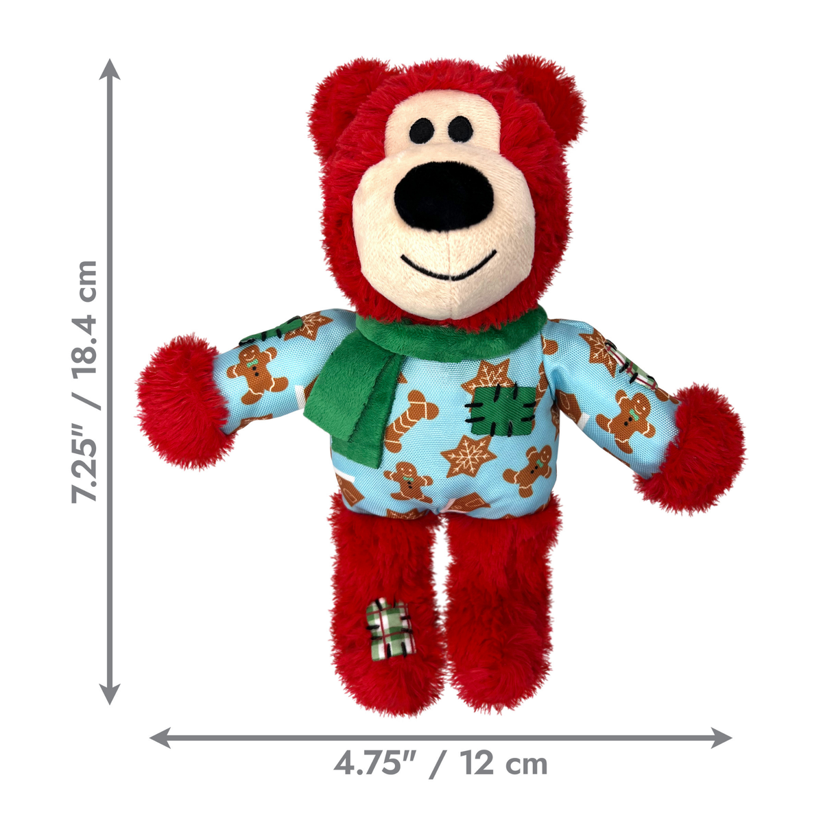 Kong Holiday Wild Knots Red Bear Plush Dog Toy