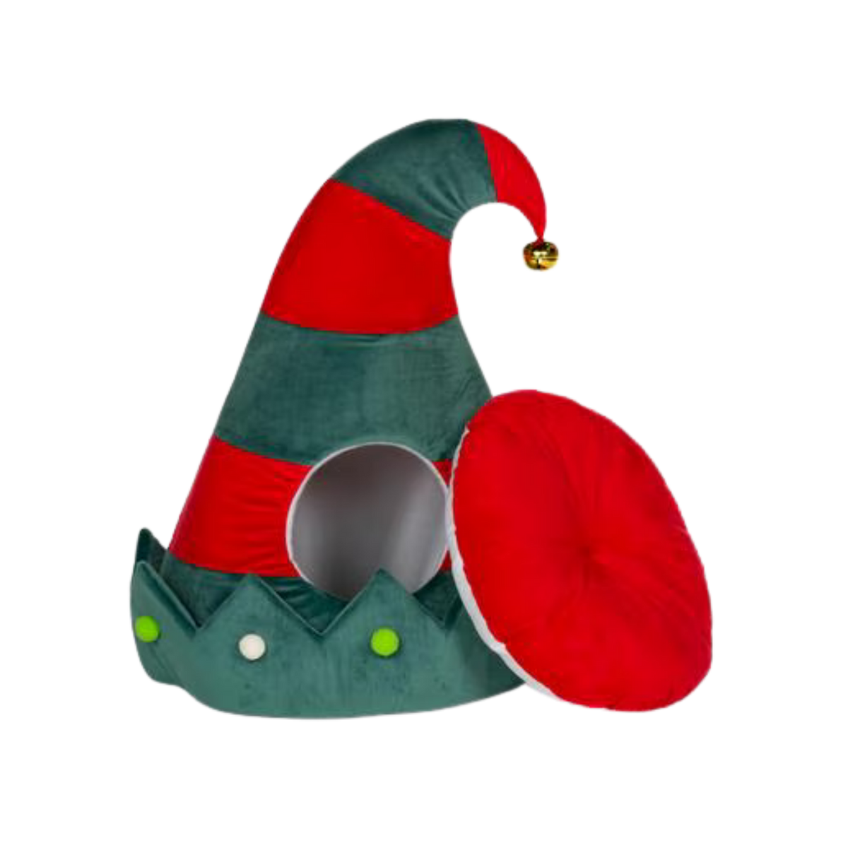 Prevue Holiday Jingle's Elf Cap Hideaway Cat Bed