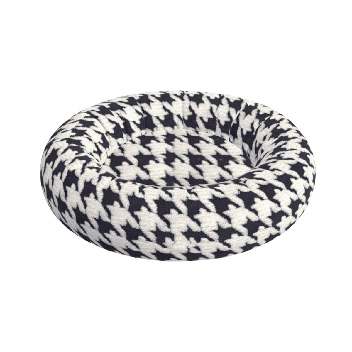 Spot Black and White Houndstooth Round Pet Bed 18 in
