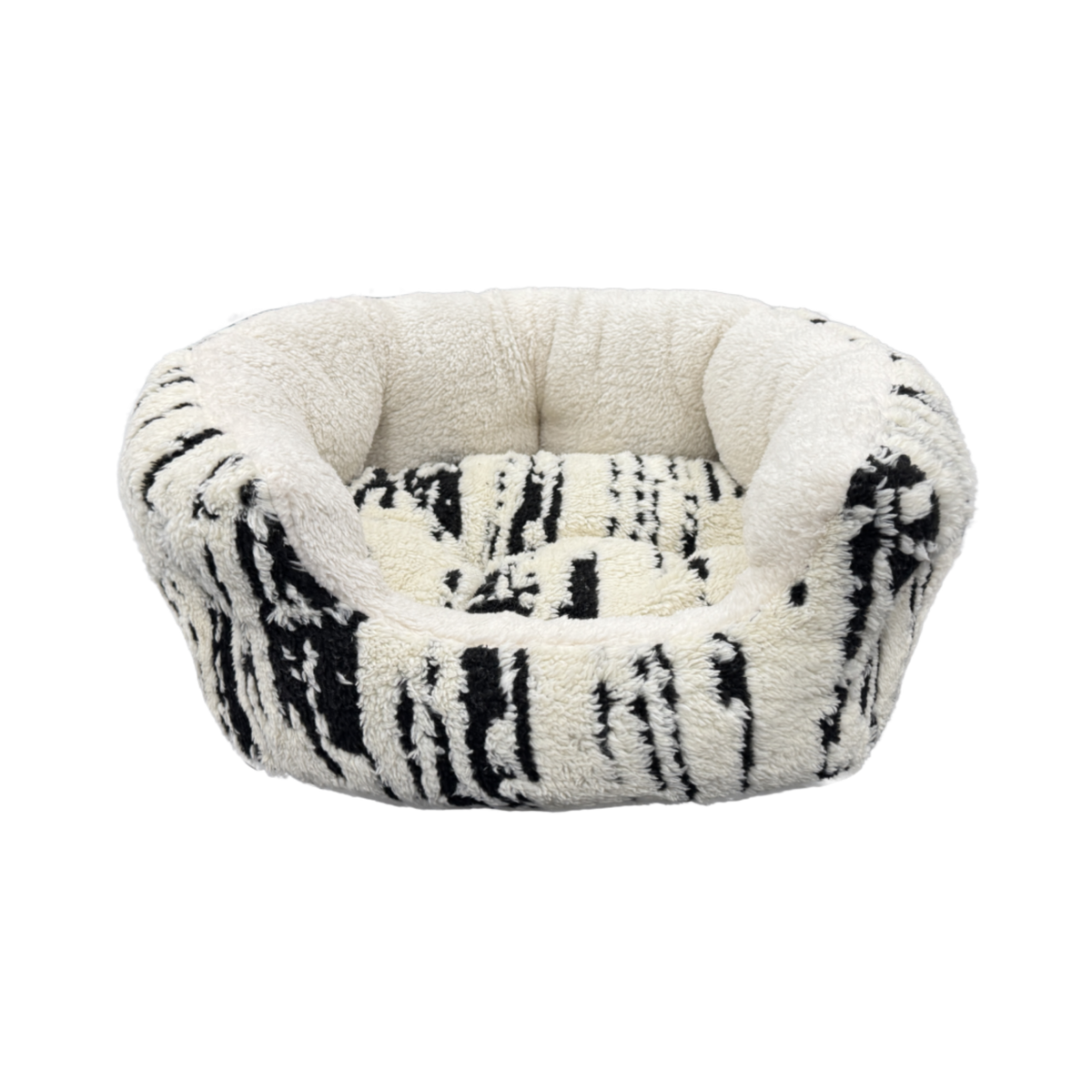 Spot Black and White Reverse Cushion Marbled Rectangle Pet Bed 18 in
