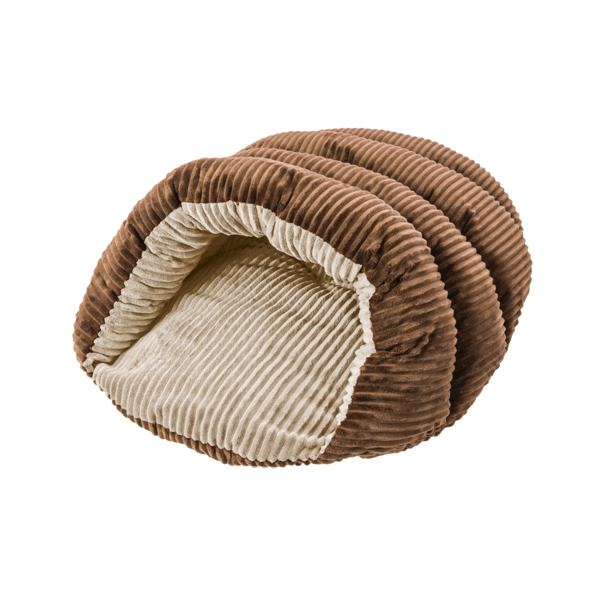 Spot Brown Corduroy Cuddle Cave Pet Bed 22 in