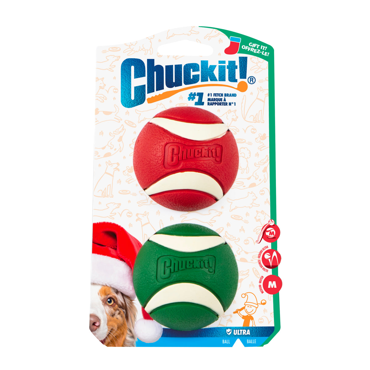 Chuckit! Holiday Ultra Medium Ball Dog Toy 2 pk