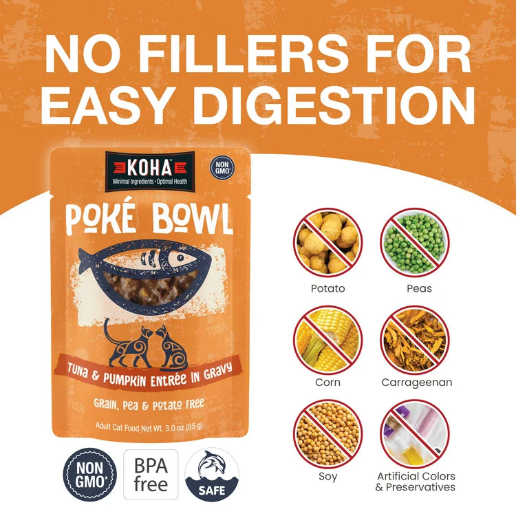 Koha Poke Bowl Tuna & Pumpkin Entrée in Gravy for Adult Cats