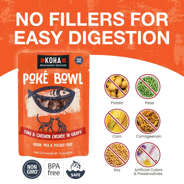 Koha Poke Bowl Tuna & Chicken Entrée in Gravy for Adult Cats