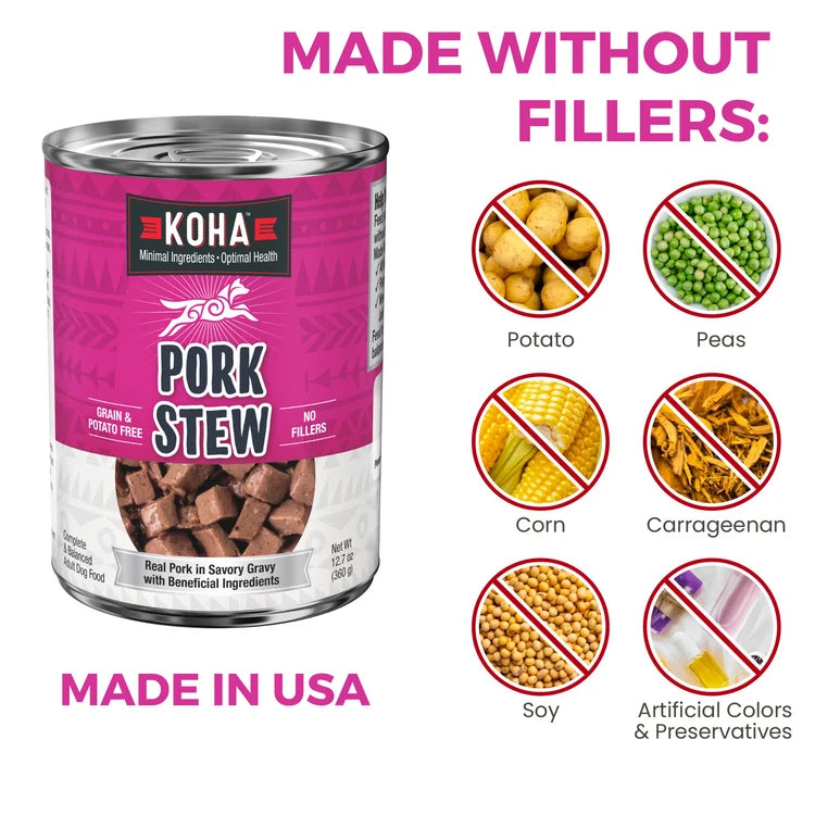 KOHA Minimal Ingredient Pork Stew Canned Dog Food
