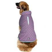 Petrageous Luna Peak Buffalo Check Textured Dog Parka, Plum