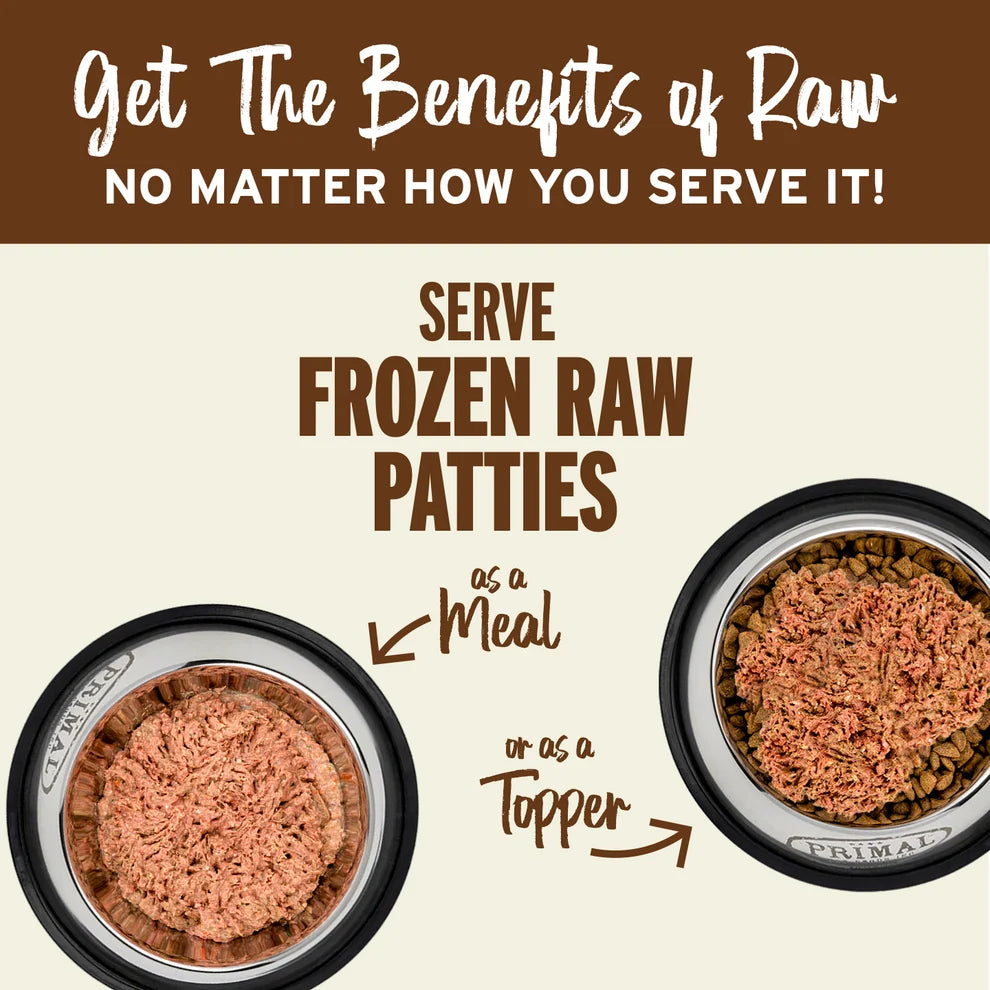 Primal Raw Frozen Patties Beef Formula Dog Food 6 lb
