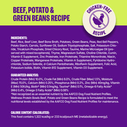 Wellness Protein Bowls Adult Whole Grains Beef, Potato & Green Beans Fresh Alternative Dog Food