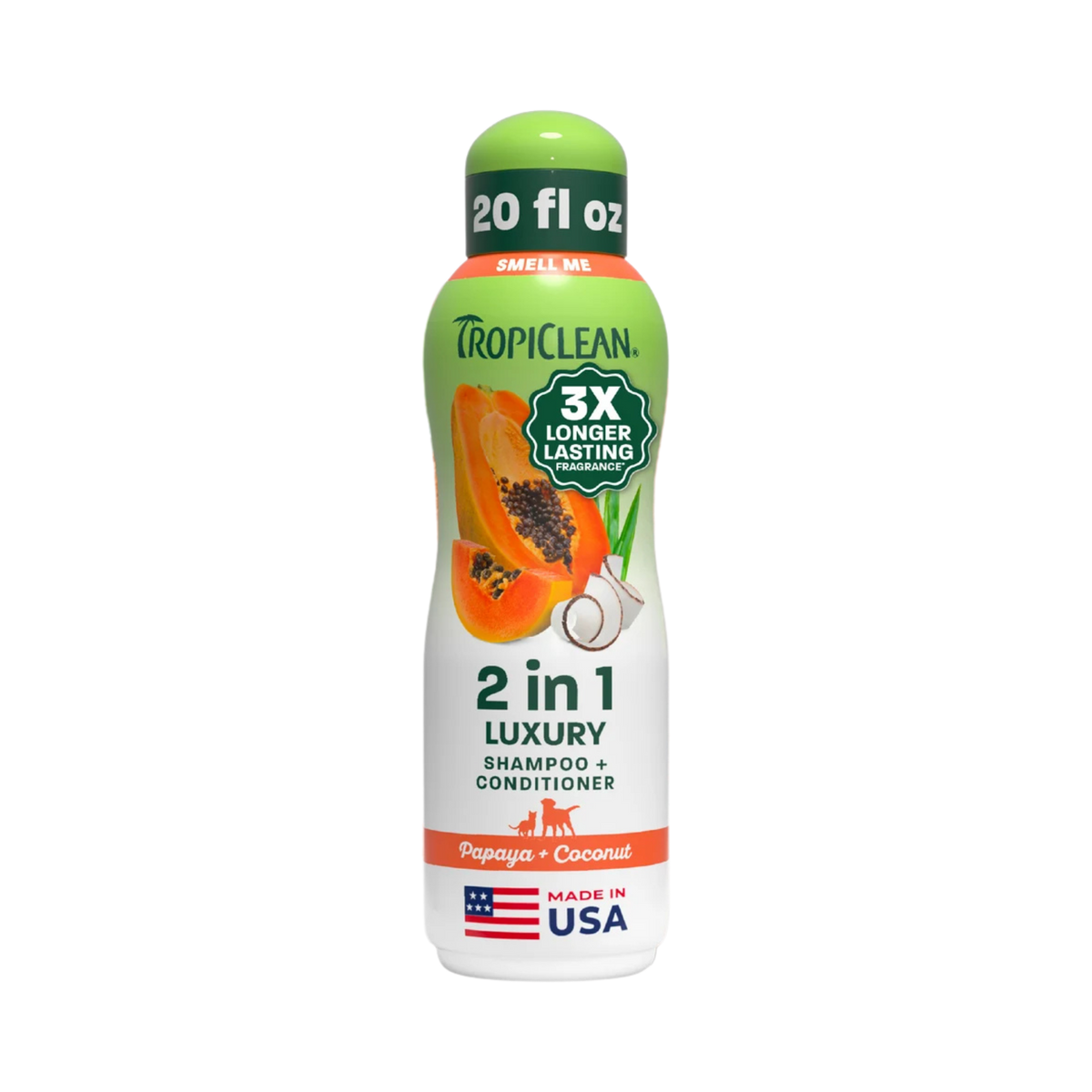 Tropiclean Papaya And Coconut Luxury 2 In 1 Shampoo Plus Conditioner For Pets 20 oz