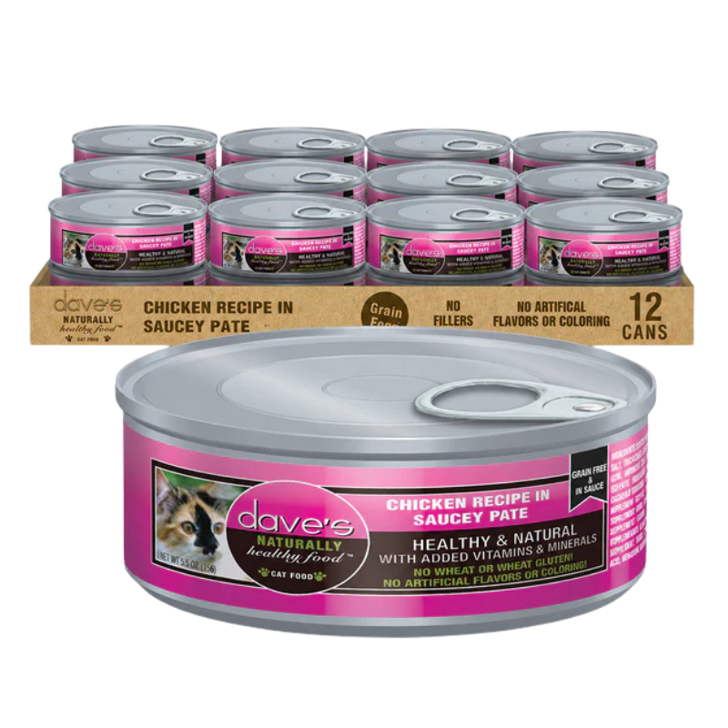 Dave's Naturally Healthy Chicken Recipe in Saucey Pate Wet Cat Food