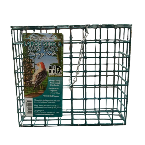 Pine Tree Farms Seed & Suet Cake Cage Hanging Wild Bird Feeder Large